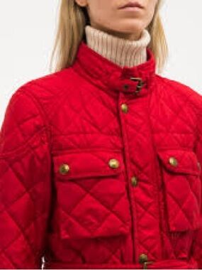 Vintage Ralph Lauren Quilted Red Belted Jacket - Women's